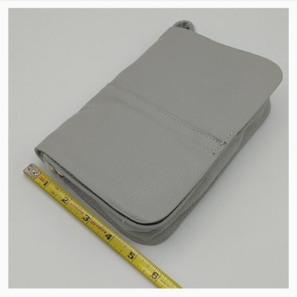 NWT btb LA Leather Gray Kelly Crossbody Bag - Picture 3 of 8